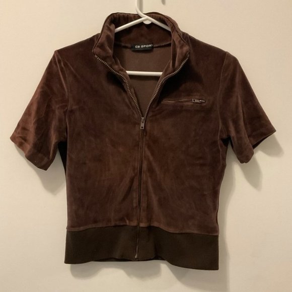 Y2k CB Sports Brown Zip Up  Top Size Medium - Picture 1 of 6
